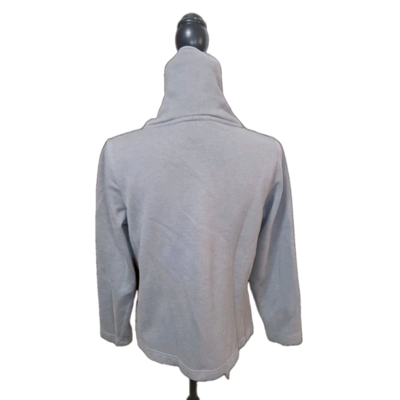 Eddie Bauer Women’s Fleece Jacket Gray Full Zip Quilted Button Collar Size Large - Picture 2 of 9